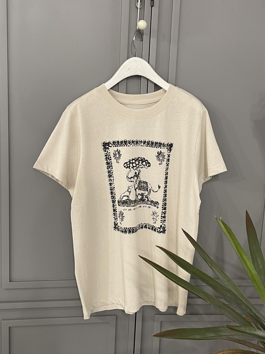 코끼리 프린팅 반팔 티셔츠